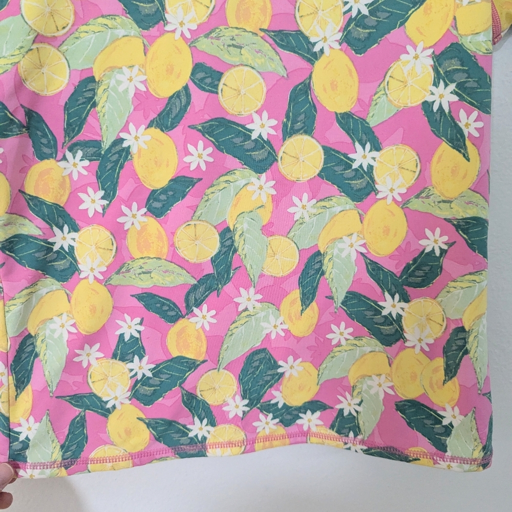 Garnet Hills Kids Lemon Print Rash Guard Swimwear Top Pink Yellow Girls 12 - Picture 4 of 8
